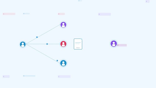Sky File Share Users Collaboration Flat Design Loop
