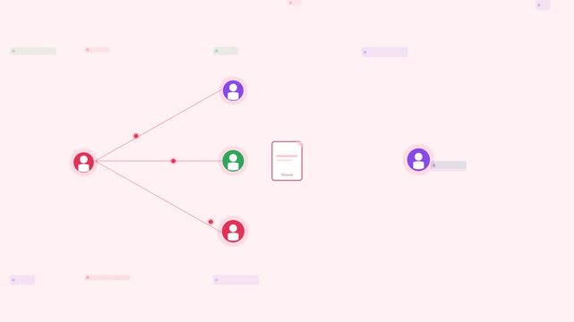 Rose File Share Users Collaboration Flat Design Loop