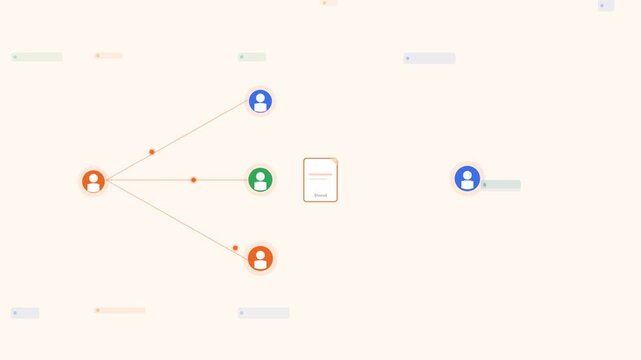 Orang File Share Users Collaboration Flat Design Loop
