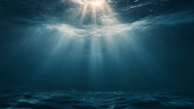 Underwater Light Shaft Illuminating Sea Bottom 4K