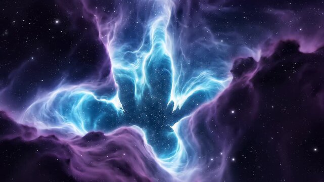 Cinematic Deep Space Nebula with Glowing Blue and Purple Gas Clouds