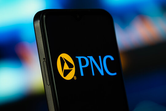 Pittsburgh, United States- 8 July 2026: PNC logo is seen on a smartphone.