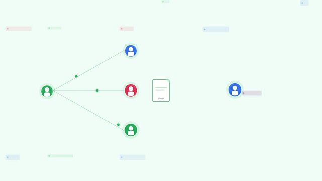 Green File Share Users Collaboration Flat Design Loop