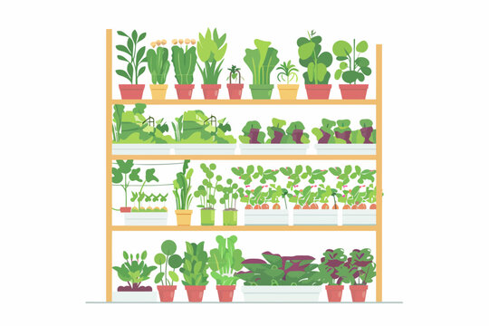 Vertical farming hydroponics outline isolated
