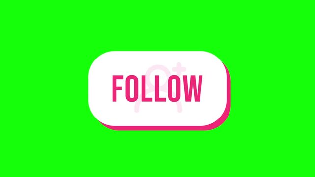 Animated 3D Follow Button on Green Screen, 4K 60fps Social Media Call-to-Action Overlay, Chroma Key Graphic for social media Ads and Marketing Videos