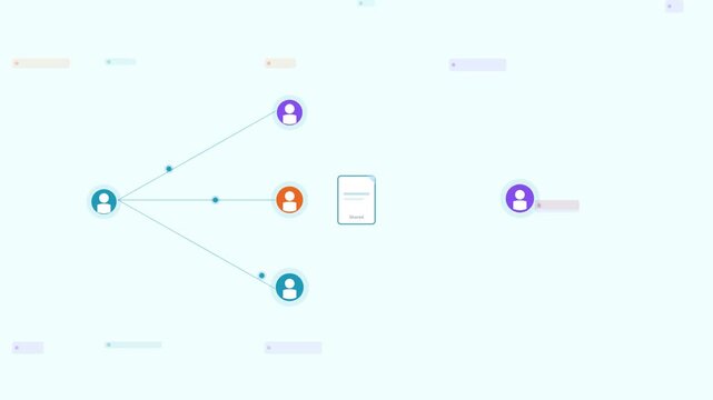 Teal File Share Users Collaboration Flat Design Loop