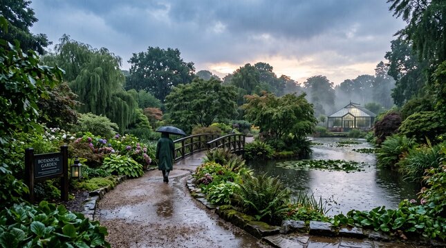 Rainy botanical garden