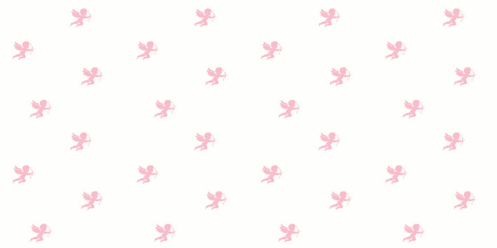 Cute Pink Cupid Angel Seamless Vector Pattern Soft Pastel Bow Arrow Valentine Romance Background Surface Design Wallpaper