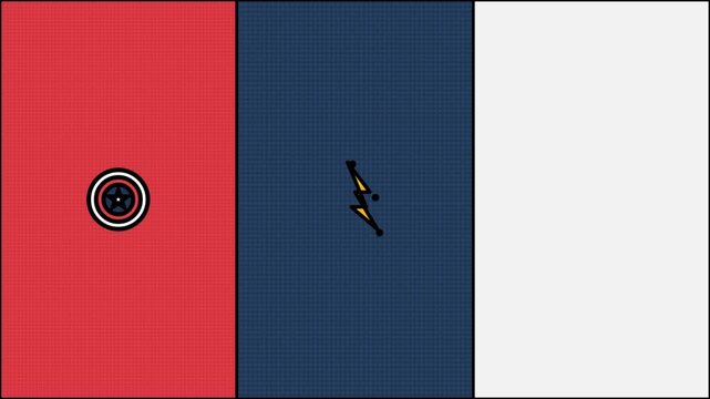 Superhero Icons on Halftone Dot Textured Comic Book Backgrounds