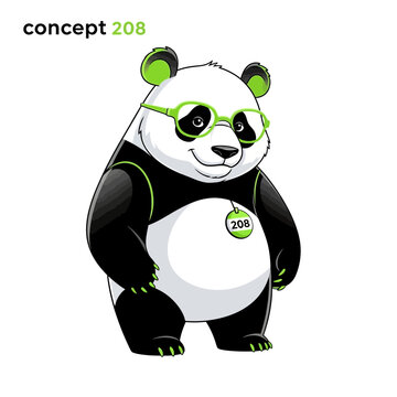 Smart Panda Wearing Glasses, Cute Cartoon Animal Character, Concept 208