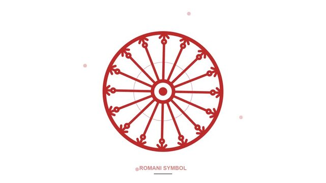 Red Romani Chakra Wheel Symbol on White Background
