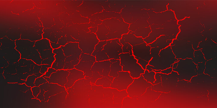 Abstract red glowing crack pattern background with dark fiery magma texture effect.