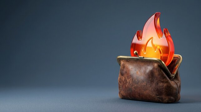 Money Burning Away from a Wallet Symbolizing Rising Living Costs, Inflation, Financial Crisis and Fire Insurance