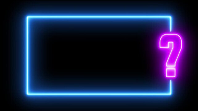 Question mark neon sign on the transparent background. neon question mark frame for quizzes and FAQs. Motion graphics of question sign. 4k video.
