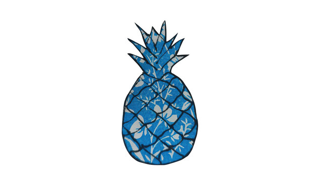 Blue decorative pineapple isolated on transparent background