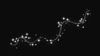 Obraz premium Silver glittering confetti wave and stardust