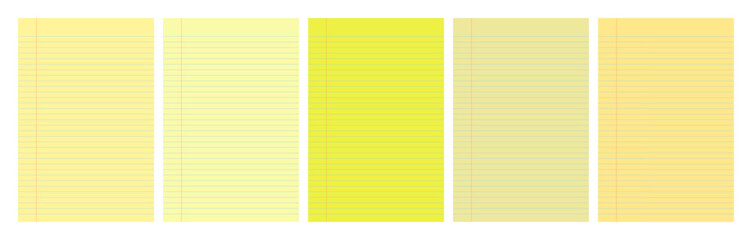Set of yellow legal pad pages with lined or grid designs © dniprodd
