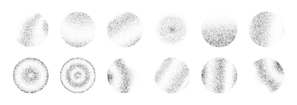Set of abstract halftone dotted circles