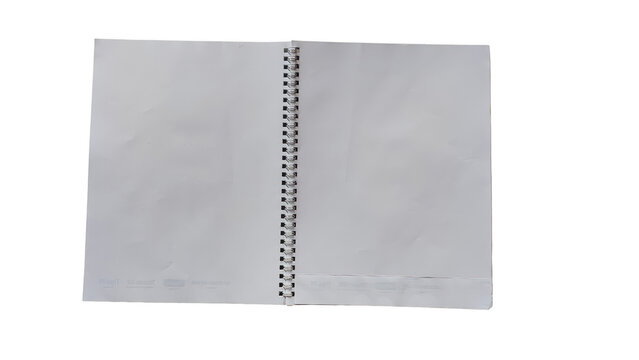 Open spiral bound notebook isolated on transparent background