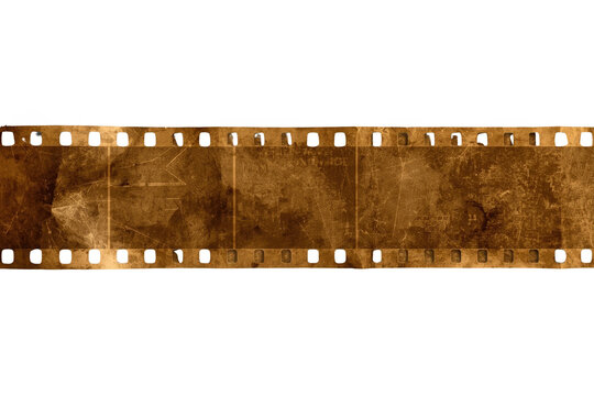 Wide weathered film negative strip with sprocket holes