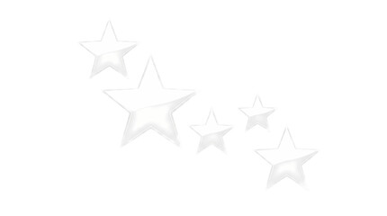 Obraz premium Five glossy white stars arranged in a decorative arc isolated on transparent background