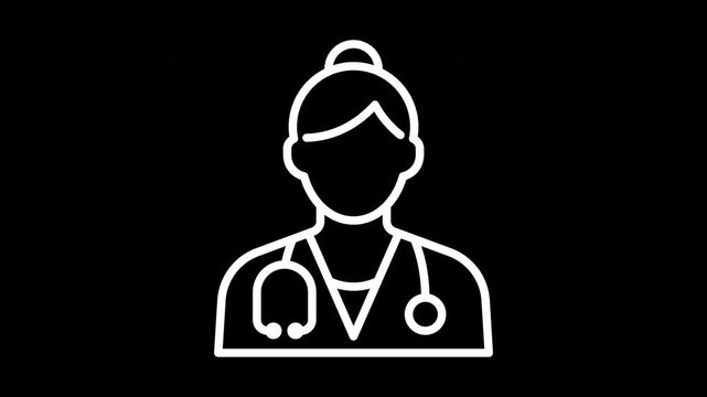 Doctor icon jump animation, toggling between outline and solid style, transparent background