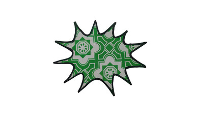 Fototapeta premium Green geometric starburst shape isolated on transparent background