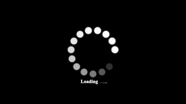 Loading circle animation on black transparent background with alpha channel, Element Animation video transparent background with alpha channel. animated circle loading background video icon
