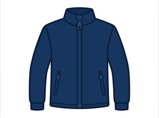 Dark Blue Fleece Jacket with Zipper Isolated © anis