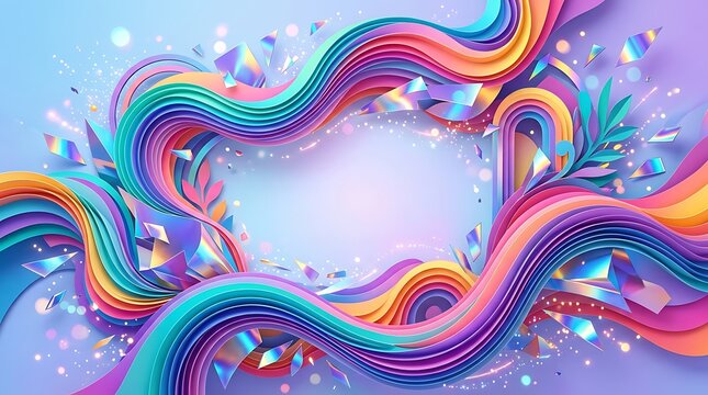 Colorful abstract waves and shards celebrating international youth day vibrant 3d rendering