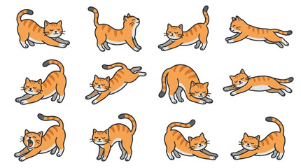 Playful orange tabby cats in various dynamic poses. © Ga