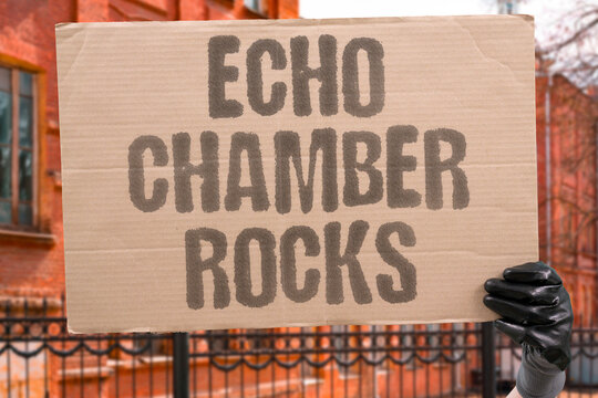 "Echo Chamber Rocks" Show how closed media loops intensify conflict. ECHO. CHAMBER. REINFORCE. POLARIZE. CONFLICT.