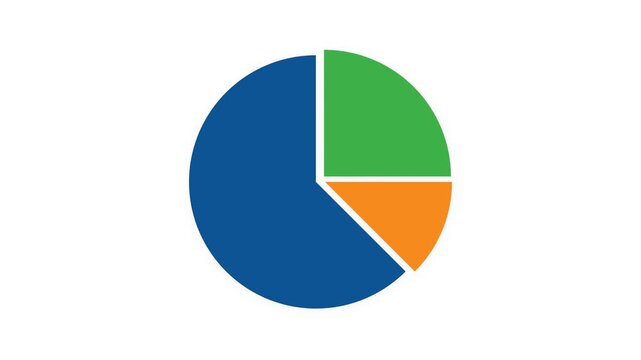 Minimalist pie chart icon illustrating data distribution process representing financial analysis and market share