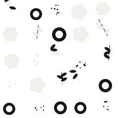 Fototapeta premium Abstract pattern with black circles and grey organic shapes for modern graphic design background art