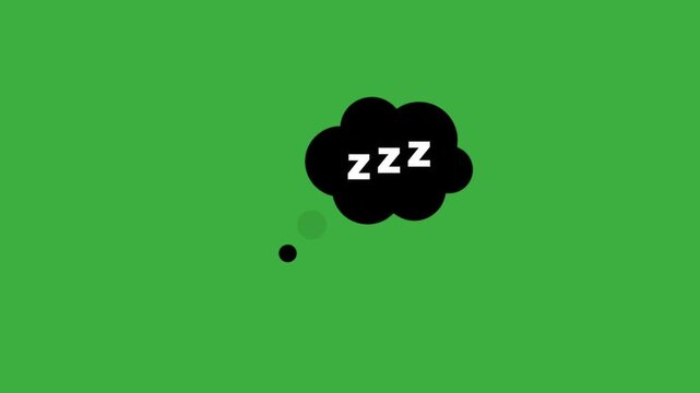 Animated Sleeping Thought Bubble with ZZZ Loop on Green Screen Background