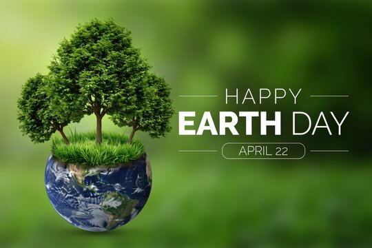 A tree growing from the Earth planet. Concept for Earth Day celebration.