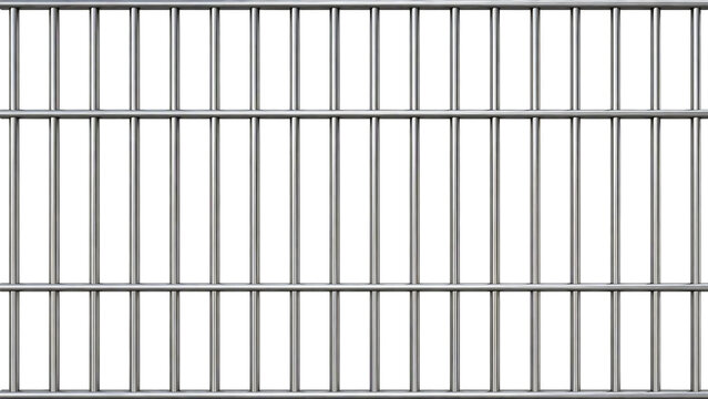 Stainless steel prison bars isolated on transparent background