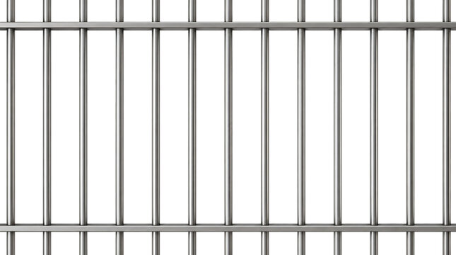 Stainless steel prison bars isolated on transparent background