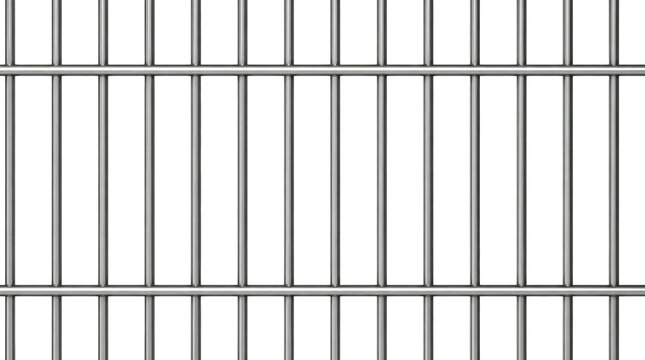 Stainless steel prison bars isolated on transparent background