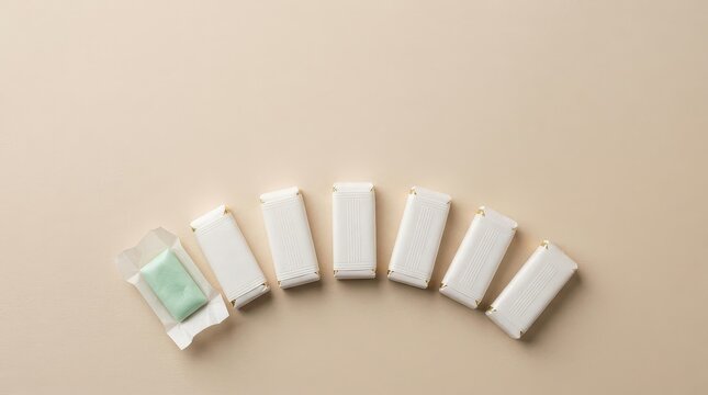 Colorful Minimalist Gum Packs Displayed on Beige Background for Lifestyle Inspiration