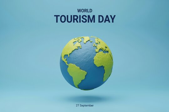 World Tourism Day earth globe icon. Global travel holiday concept.