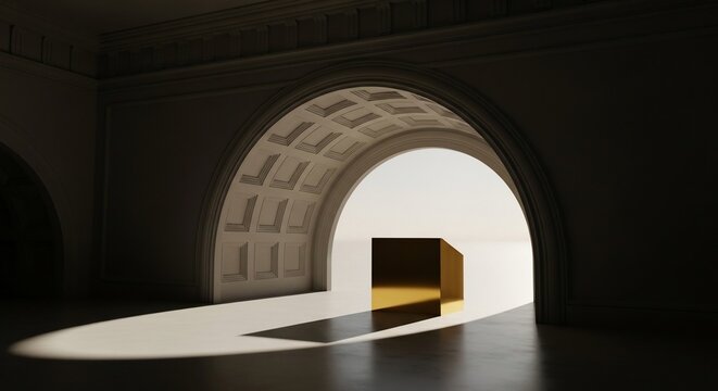Golden Enigma Beckons: An Archway's Illuminated Mystery