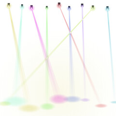 Obraz premium Abstract colorful light beams projected on the floor isolated on transparent background