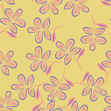 allover vector flowers pattern on brown background
