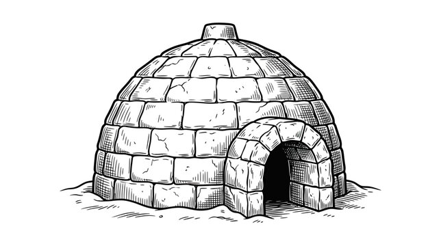 Hand-drawn Igloo Isolated on Transparent Background