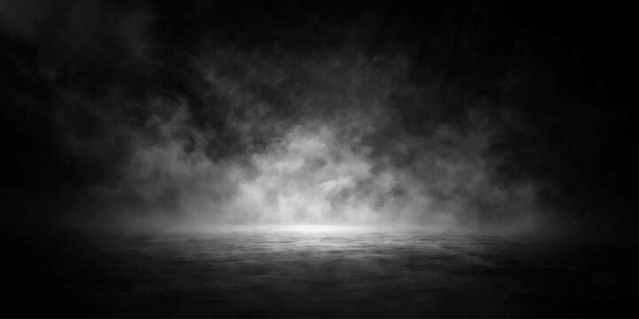 Dark Smoke Cloud Texture on Black Background with Dramatic Fog Mist and Atmospheric Night Sky Backdrop for Abstract Design