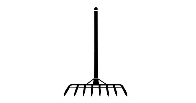 Garden rake tool for soil levelling and cultivation icon vector illustration