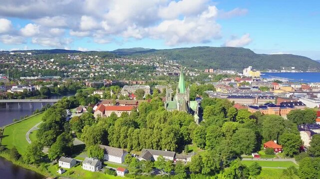 Nidaros Cathedral aerial view, Trondheim