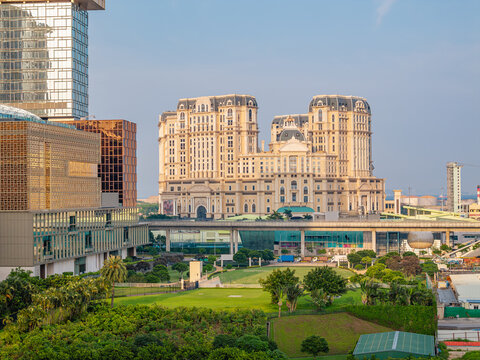 The Parisian Macao hotel complex in Cotai Macau featuring European classical architecture and modern glass facades