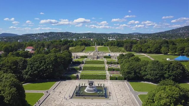 Vigeland park aerial view in Oslo